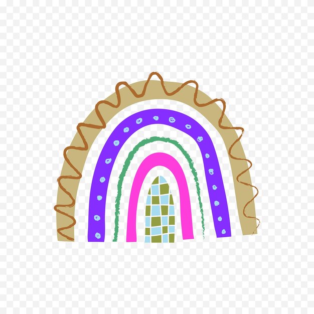 Elemento del arco iris dibujado a mano Ilustración del arco Iris de Boho dibujada a mano