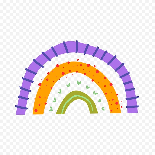 Elemento del arco iris dibujado a mano Ilustración del arco Iris de Boho dibujada a mano
