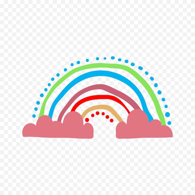Elemento del arco iris dibujado a mano Ilustración del arco Iris de Boho dibujada a mano