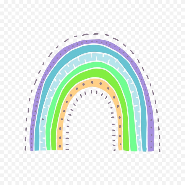 Elemento del arco iris dibujado a mano Ilustración del arco Iris de Boho dibujada a mano