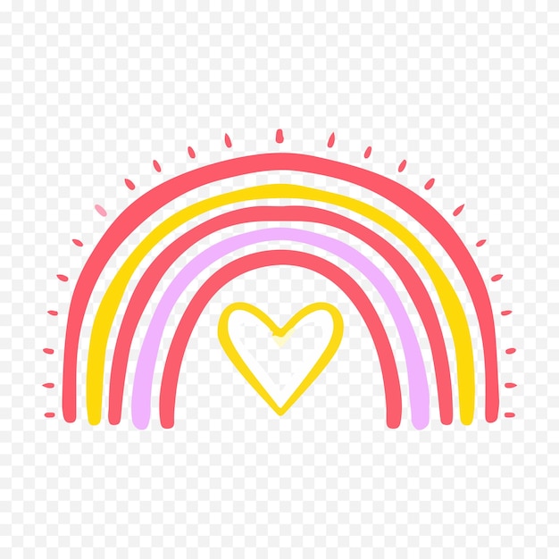 Elemento del arco iris dibujado a mano Ilustración del arco Iris de Boho dibujada a mano