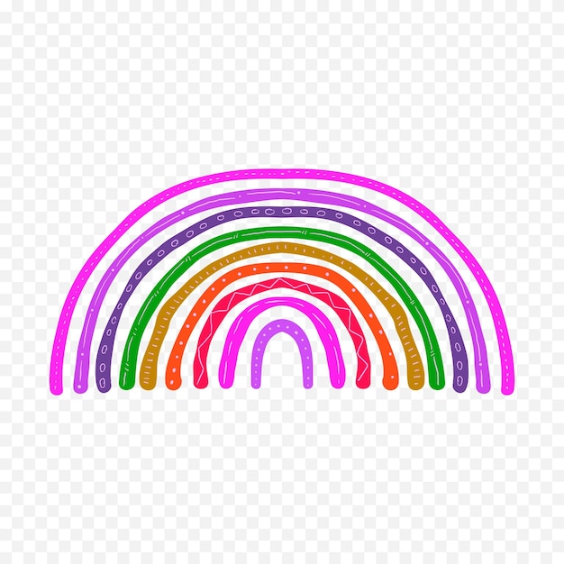 Elemento del arco iris dibujado a mano Ilustración del arco Iris de Boho dibujada a mano