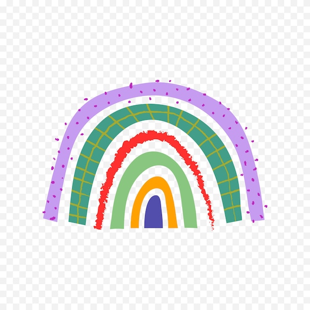 Elemento del arco iris dibujado a mano Ilustración del arco Iris de Boho dibujada a mano