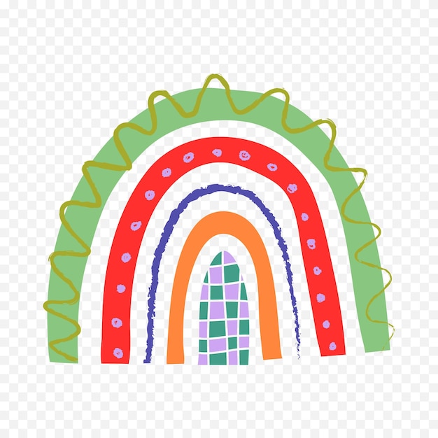 Elemento del arco iris dibujado a mano Ilustración del arco Iris de Boho dibujada a mano