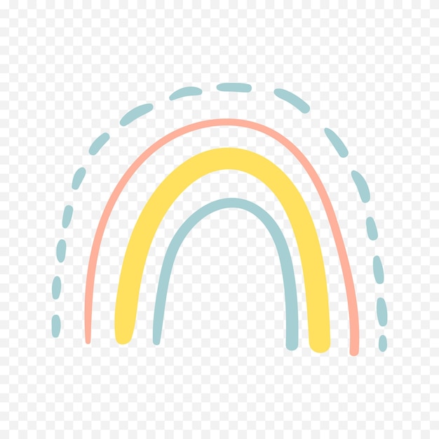 Elemento del arco iris dibujado a mano Ilustración del arco Iris de Boho dibujada a mano