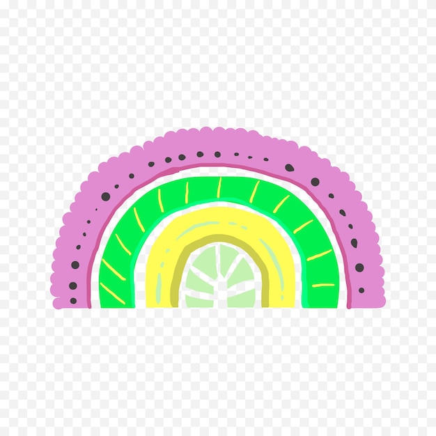 Elemento del arco iris dibujado a mano Ilustración del arco Iris de Boho dibujada a mano