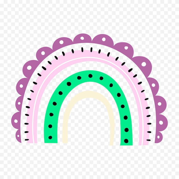Elemento del arco iris dibujado a mano Ilustración del arco Iris de Boho dibujada a mano