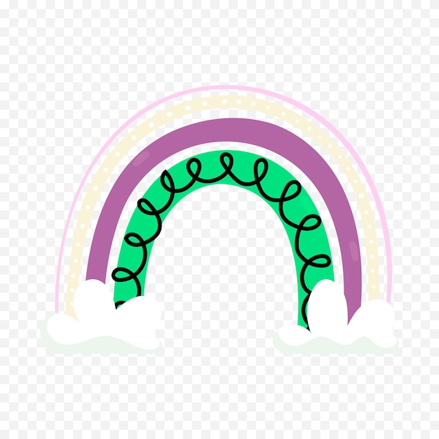 Elemento del arco iris dibujado a mano Ilustración del arco Iris de Boho dibujada a mano