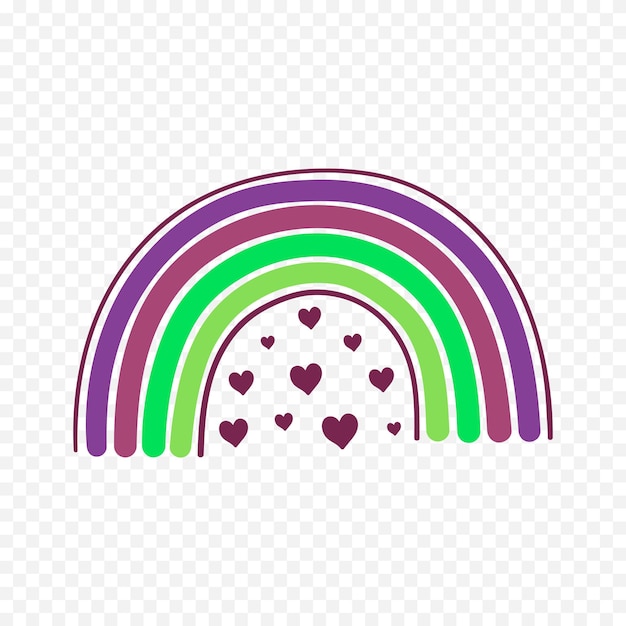 Elemento del arco iris dibujado a mano Ilustración del arco Iris de Boho dibujada a mano