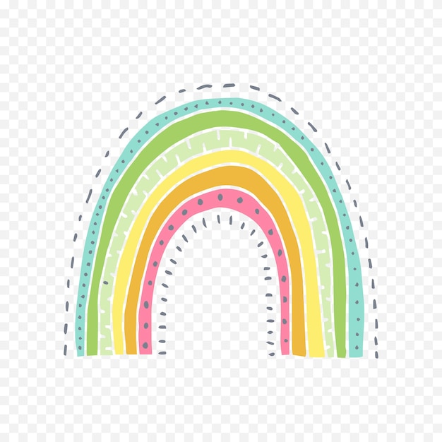 Elemento del arco iris dibujado a mano Ilustración del arco Iris de Boho dibujada a mano