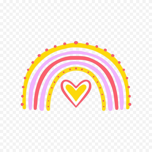 Elemento del arco iris dibujado a mano Ilustración del arco Iris de Boho dibujada a mano
