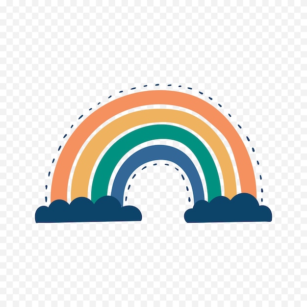Elemento del arco iris dibujado a mano Ilustración del arco Iris de Boho dibujada a mano