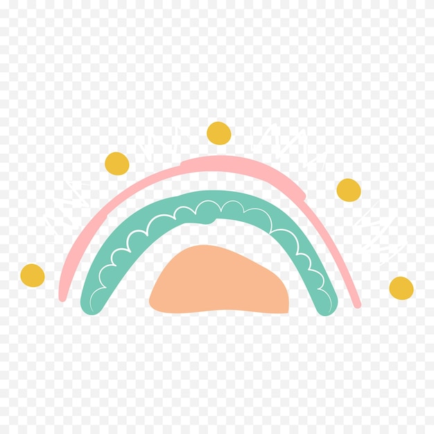 Elemento del arco iris dibujado a mano Ilustración del arco Iris de Boho dibujada a mano