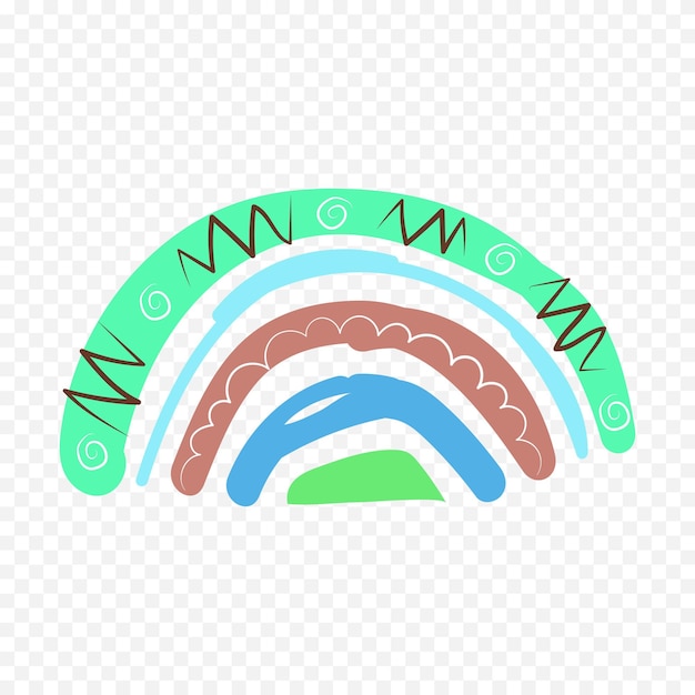 Elemento del arco iris dibujado a mano Ilustración del arco Iris de Boho dibujada a mano