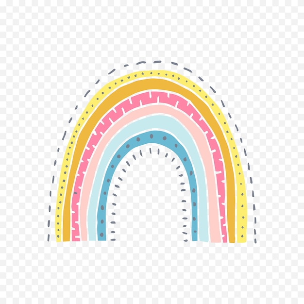 Elemento del arco iris dibujado a mano Ilustración del arco Iris de Boho dibujada a mano