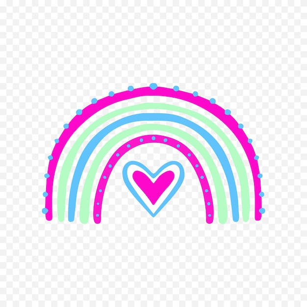 Elemento del arco iris dibujado a mano Ilustración del arco Iris de Boho dibujada a mano