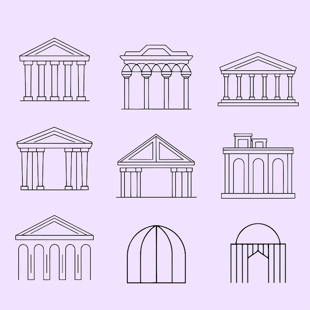 Elemento de arquitectura único Vector de arte de línea de arquitectura creativa