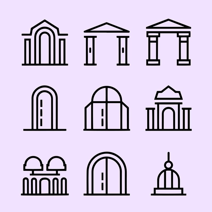 Elemento de arquitectura único Vector de arte de línea de arquitectura creativa