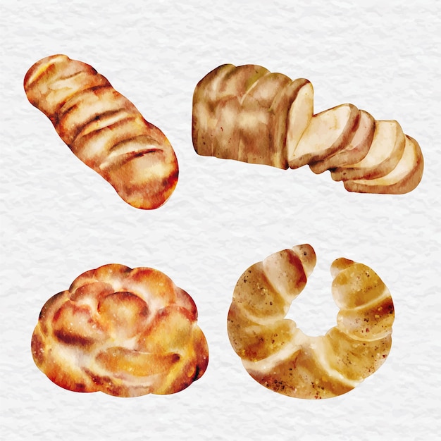 Elemento de arte de clip de pan y panadería de acuarela