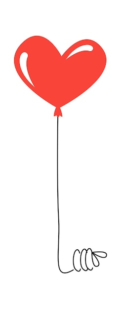 Elemento de arte de línea contemporánea de globo en forma de corazón