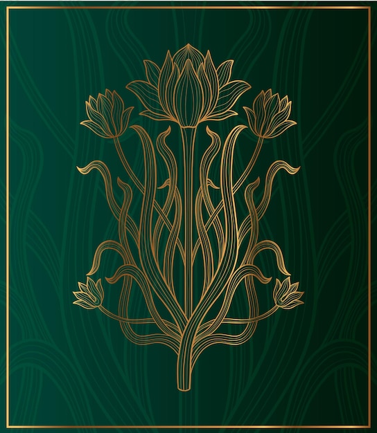 Elemento básico de planta de flor de estilo art nouveau 19201930 años diseño vintage diseño de motivo de símbolo