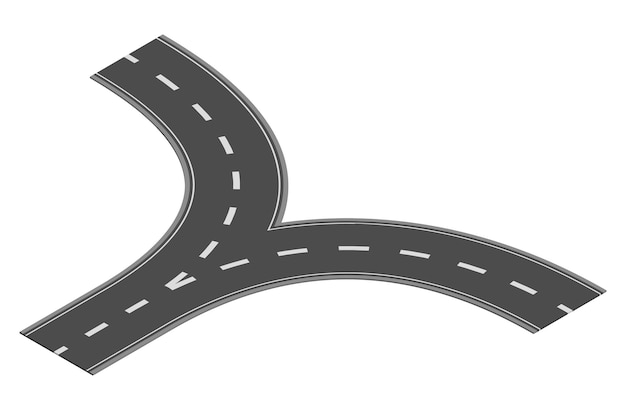 Elemento de carretera isométrica para la creación de tráfico de mapas de calles de la ciudad de la carretera Parte de asfalto de la carretera y ruta con curvas y cruces