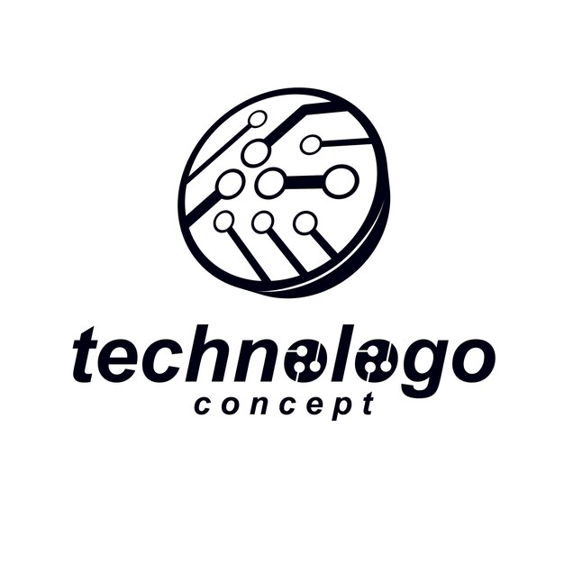 Elemento cibernético. Ilustración de placa de circuito circular abstracta de vector. Logotipo de microchip de tecnología.