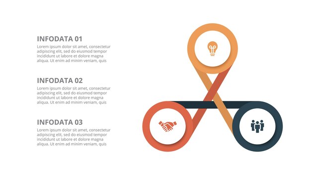 Elemento de círculo plano para infografía con 3 pasos plantilla para presentación de diagrama de ciclo y gráfico