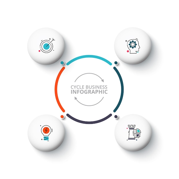 Elemento de círculo vectorial para infografía con 4 opciones de partes, pasos o procesos