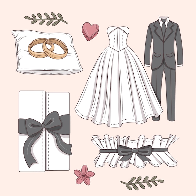 Elemento de colección de bodas dibujado a mano