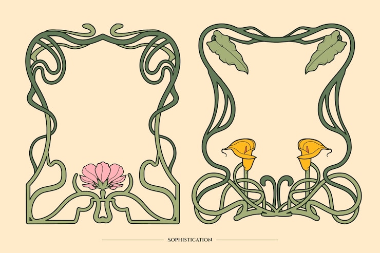 Vector elemento de colección del divisor art nouveau dibujado a mano