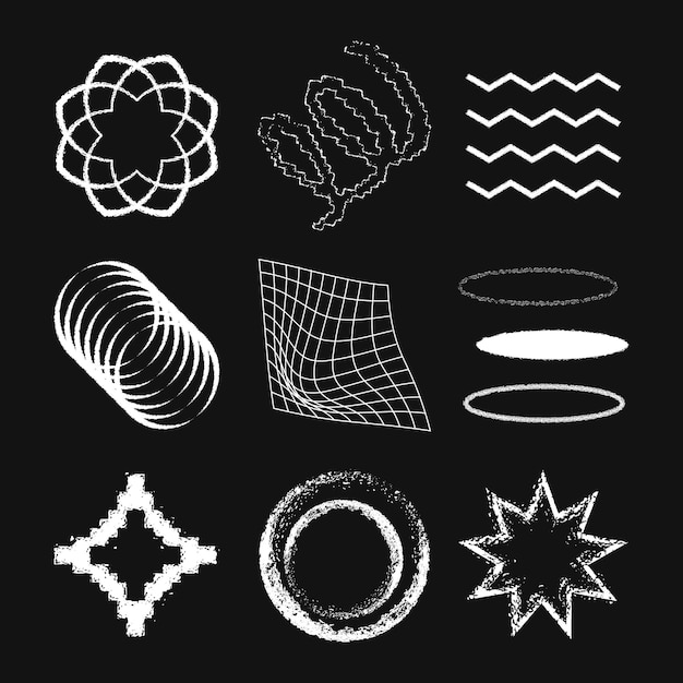 Elemento de collage de forma geométrica conjunto de diseño en blanco y negro vector