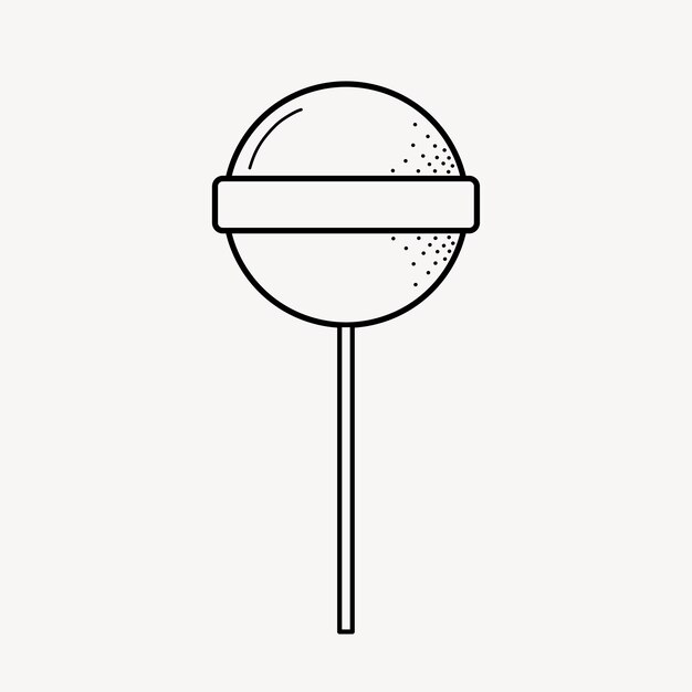 El elemento de collage de lollipop doodle es un vector de ilustración blanco y negro lindo