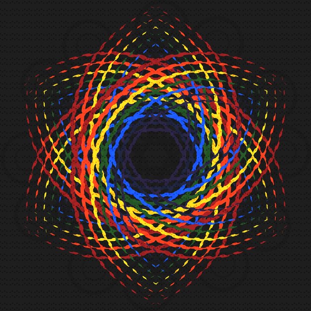 Elemento colorido abstracto bajo la forma de flor o estrella