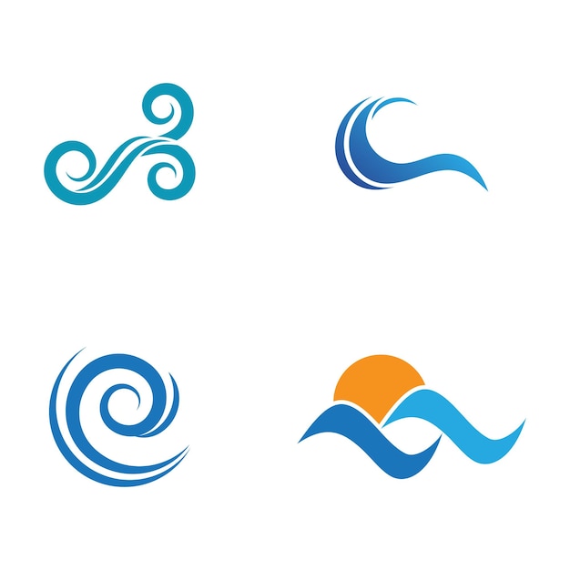 Elemento comercial y símbolo del vector del logotipo de las olas marinas