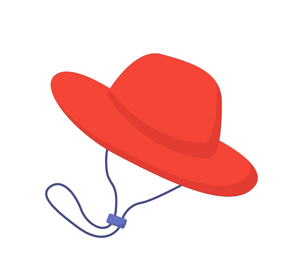Elemento para el concepto de sombrero de camping Senderismo y estilo de vida activo Ropa para la protección de los rayos del sol Tendencia de moda y estilo Ilustración de vector plano de dibujos animados aislado sobre fondo blanco