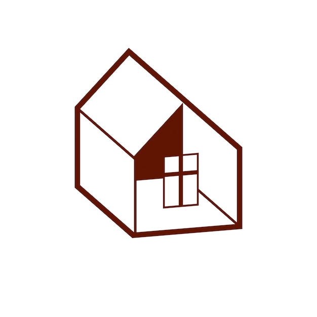 Elemento creativo de construcción e ingeniería para su uso en diseño web y gráfico. agencia inmobiliaria, símbolo de vector de idea de seguro de hogar. casa vectorial abstracta.