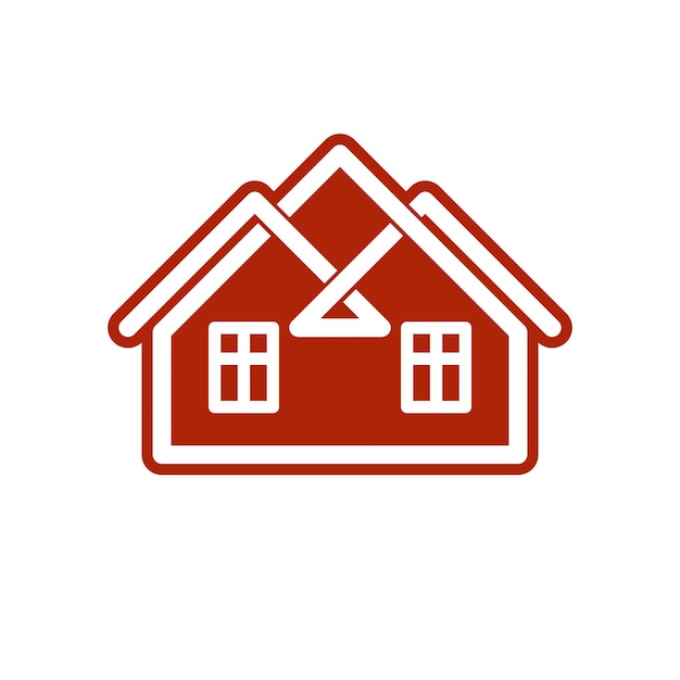 Elemento creativo de construcción e ingeniería para su uso en diseño web y gráfico. Marca de agencia inmobiliaria, símbolo de idea de seguro de hogar. Casa vectorial abstracta.