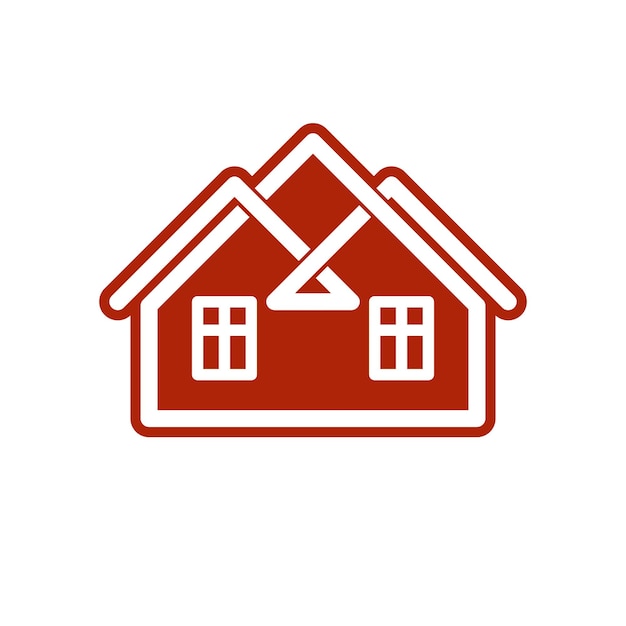 Elemento creativo de construcción e ingeniería para su uso en diseño web y gráfico. Marca de agencia inmobiliaria, símbolo de idea de seguro de hogar. Casa vectorial abstracta.