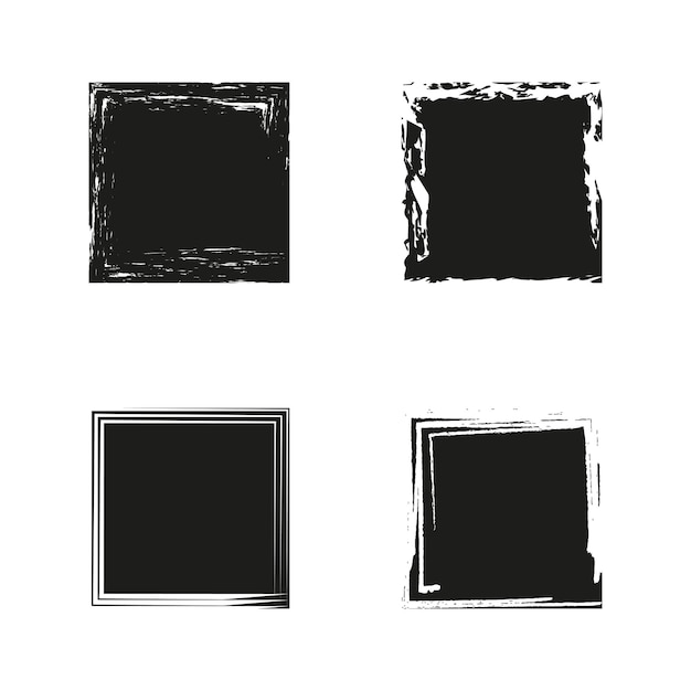 Elemento cuadrado del pincel Forma vectorial grunge Marcos pintados a mano Textura negra artística