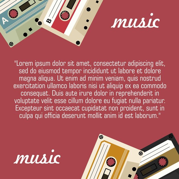 Vector elemento de decoración de cinta de cassette retro cuadrada y colorida para publicaciones en redes sociales