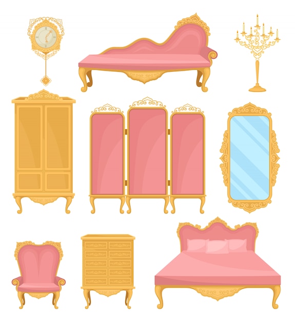 Elemento de decoración de colección para sala de estar. Muebles de princesa.