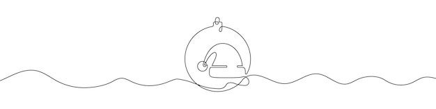 Elemento de decoración de feliz Navidad Arte continuo de una línea de bola de Navidad