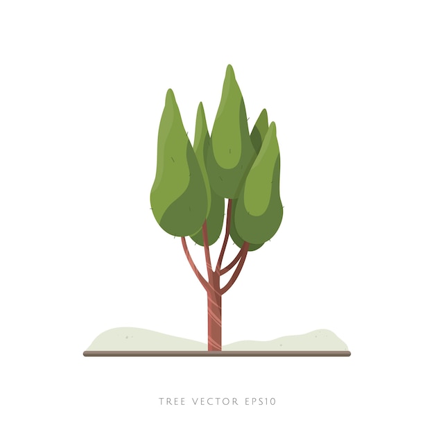 Elemento de decoración de paisaje de vector de ilustración de árbol de pino ornamental