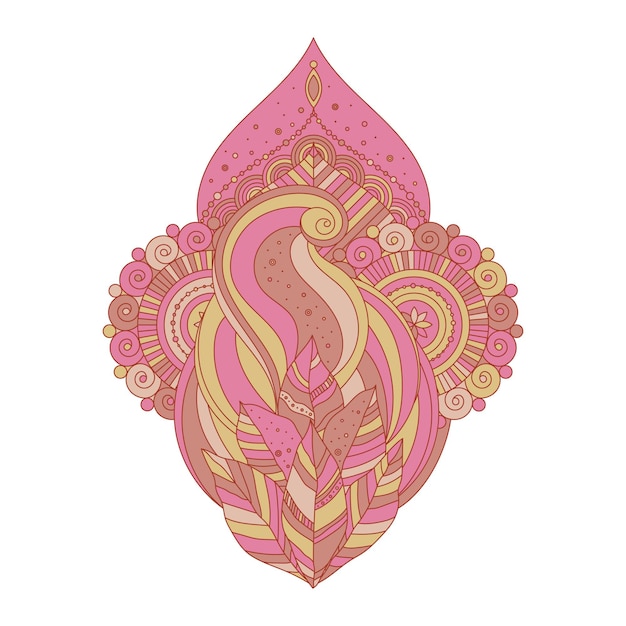 Elemento decorativo con mandalas y hojas patrón ornamental étnico asiático árabe