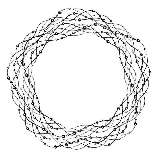 Elemento decorativo vectorial con líneas onduladas y burbujas.