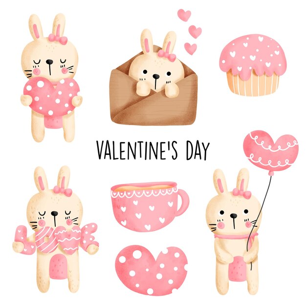 Elemento del día de san valentín con lindo conejo.