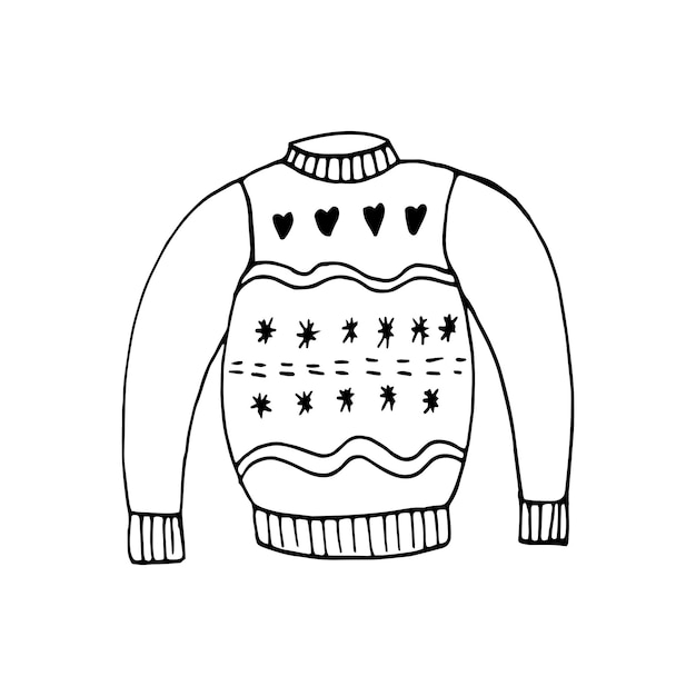 Elemento dibujado a mano de la ilustración de vector de Doodle de año nuevo y Navidad Elementos de invierno