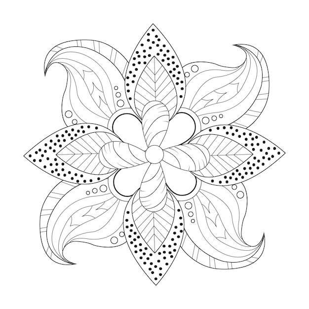 Elemento dibujado a mano Mandala en blanco y negro Ilustración vectorial Ilustración vectorial Diseño gráfico