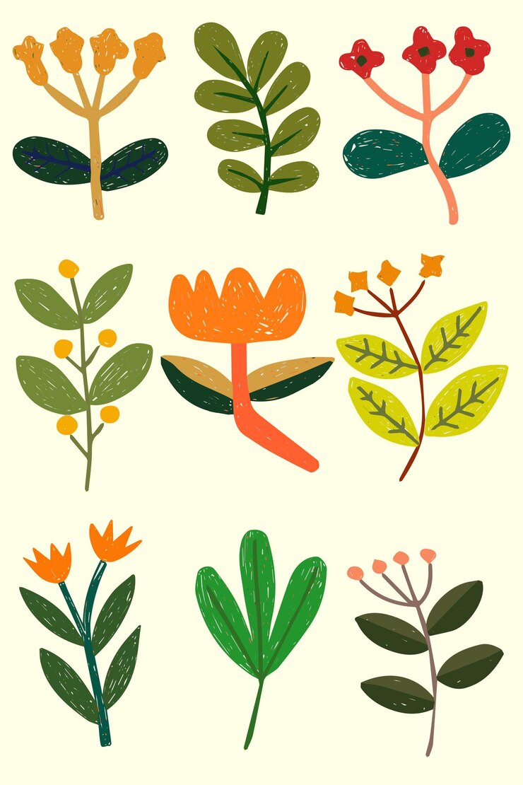 Vector elemento dibujado mano de planta de jardín